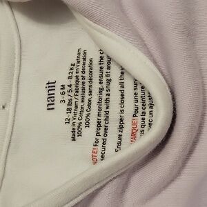 GUC NANIT Patented Breathing band Sleep Sack 2 zips snaps, Velcro lilac 3-6 Mos